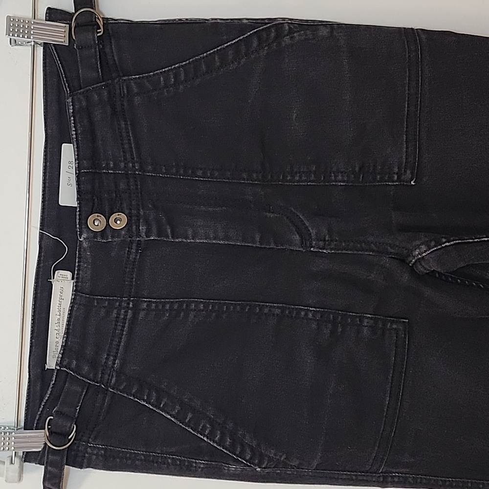 Anthropologie  Patch Pocket Pilcro The Icon Wide Leg Flare Jeans Black  28 - Picture 8 of 16